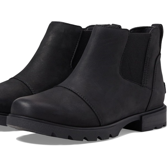 SOREL Black Emelie™ II Chelsea Watreproof Leather Boot SZ 8M - Picture 1 of 5